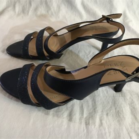 Naturalizer - Navy Blue Embellished 2" Heel Sandals - Size: 6 1/2 M - Picture 1 of 1